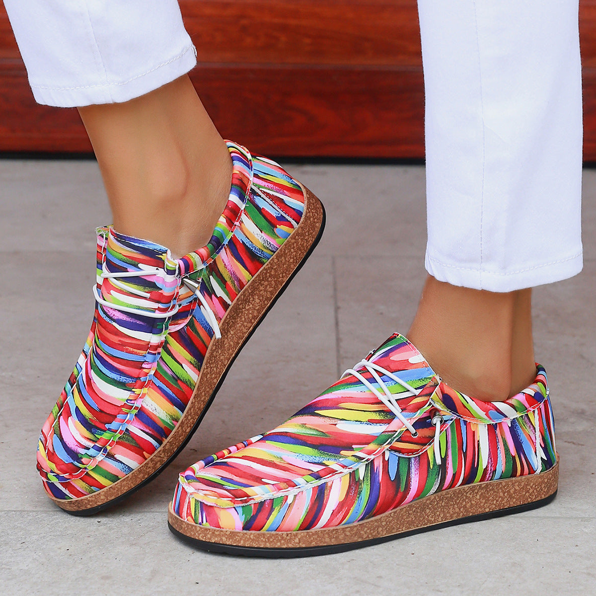 European And American Plus Size Board Shoes Independence Day Color Slip-on Lazy