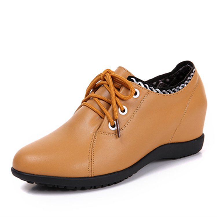 Fashion Round Toe Lace Up Flat Rubber Women's PU Shoes