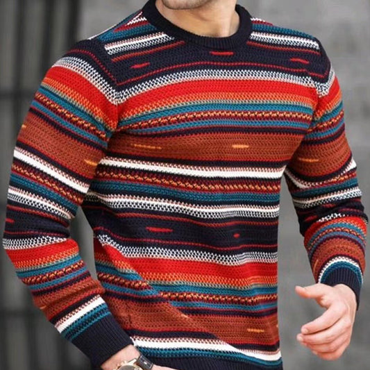 Herre Løs Rundhalset Vaffelstribet Alsidig Casual Sweater