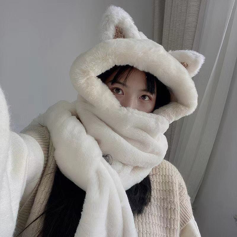 Hooded Scarf All-match Cute And Warm Cycling