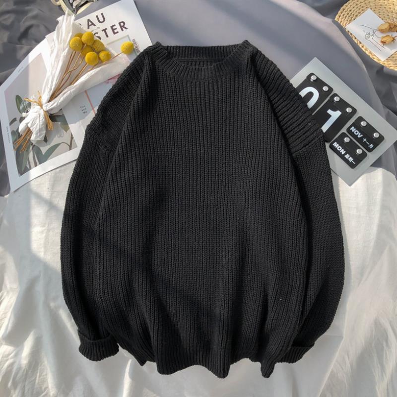 Men's Solid Color Round Neck Sweater Knit Bottoming Shirt