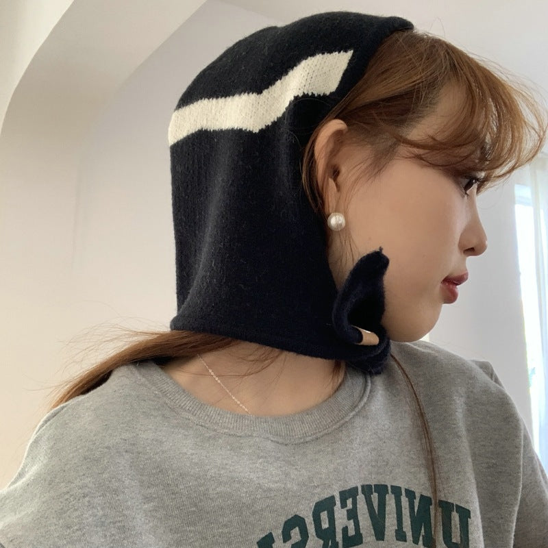 Scarf Button Snap Knit Hood For Warmth