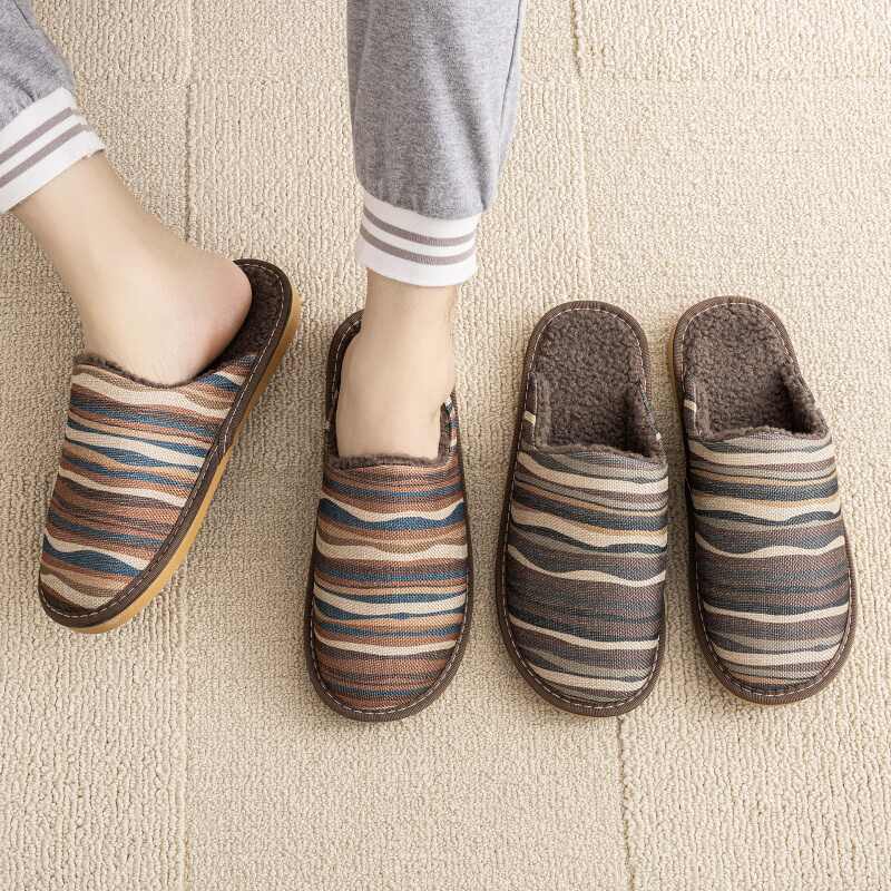 Warm Winter Linen Surface Household Cotton Slippers