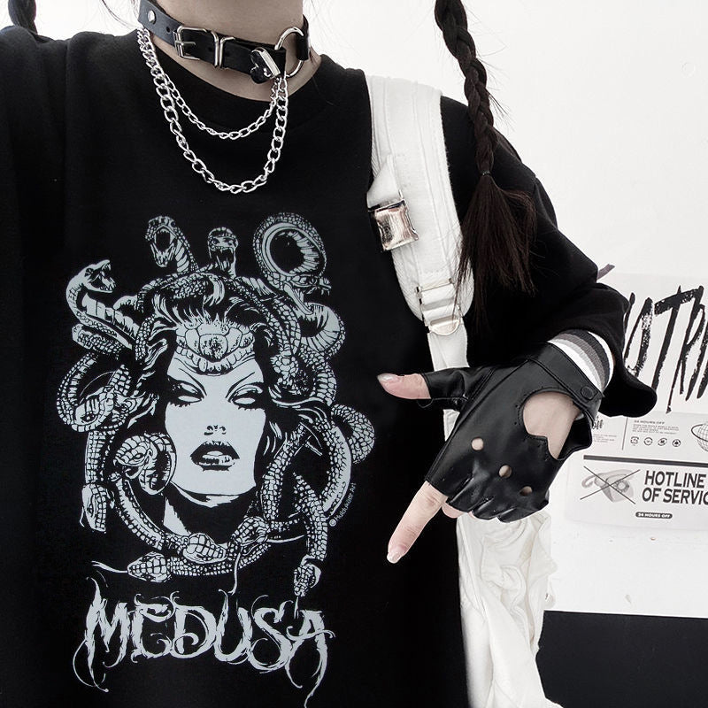 Versatile Printed Crewneck Loose T-Shirt Short Sleeves
