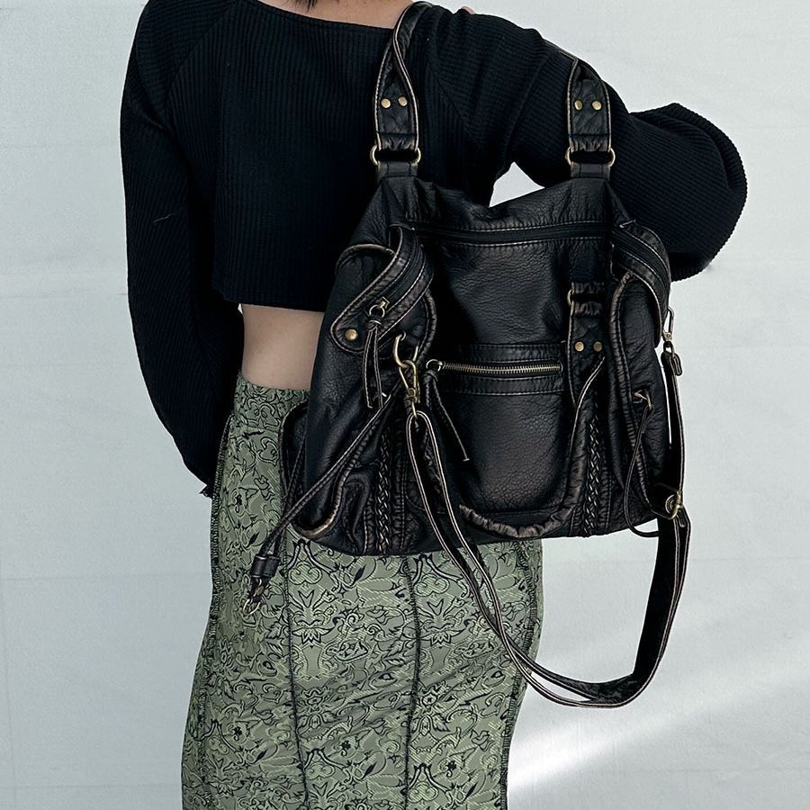 Retro Motorcycle Bag Women's Large Capacity
