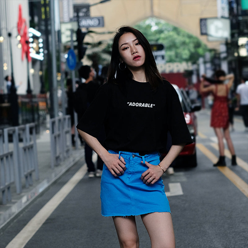 Women's Bag Buttock Candy Orange Fur Edge Thin Retro High Waist Denim Skirt