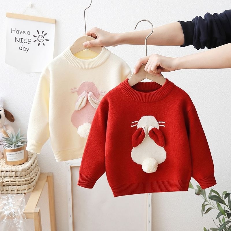 Girls' Knitted Thickened Integral Velvet Sweater