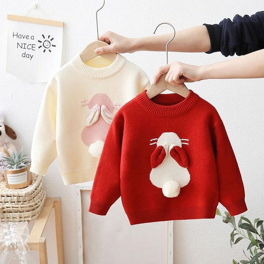 Girls' Knitted Thickened Integral Velvet Sweater