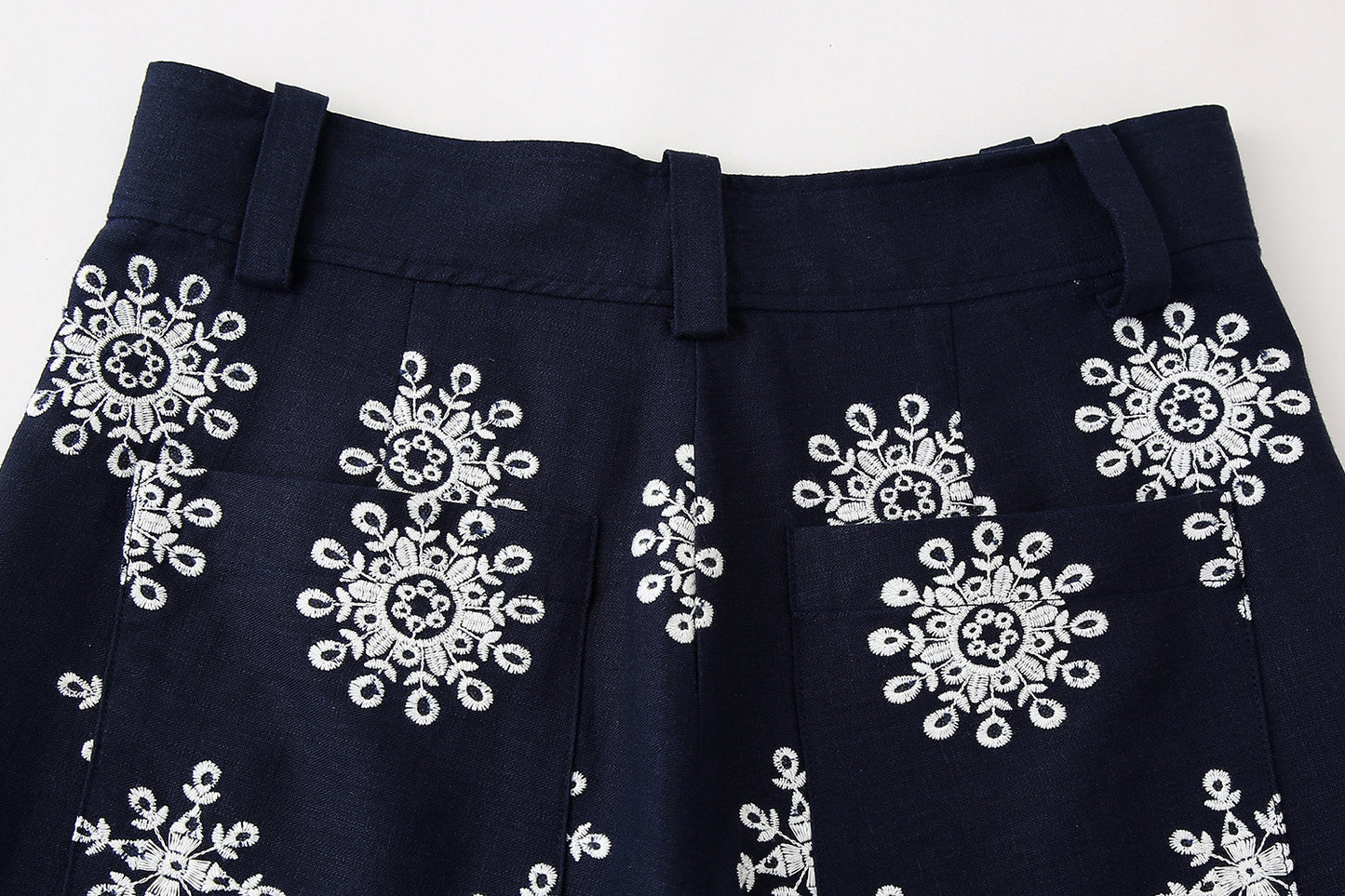 Color Block Embroidery Wide Leg Pants