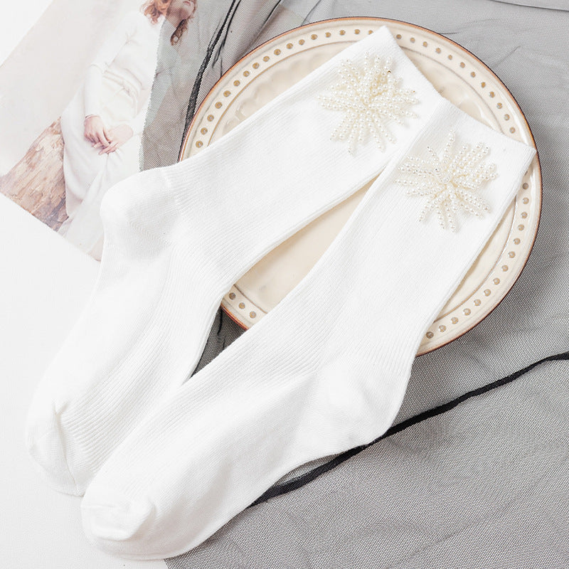 Sweet Girl Soft Girl White Medium Tube Socks