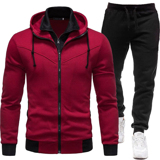 Sport-Style Patchwork Jacket And Casual Long-Sleeve Pants