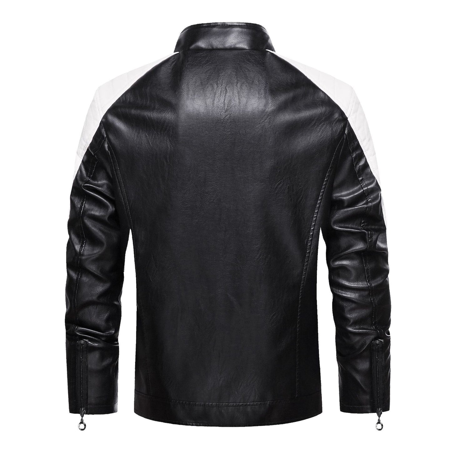 New European And American Style Youth Men's Thin Leather Jacket With Stand-up Collar Slim Fit Jacket