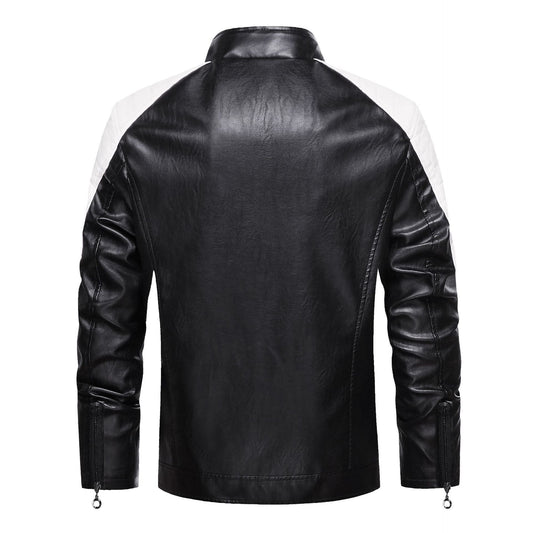 New European And American Style Youth Men's Thin Leather Jacket With Stand-up Collar Slim Fit Jacket