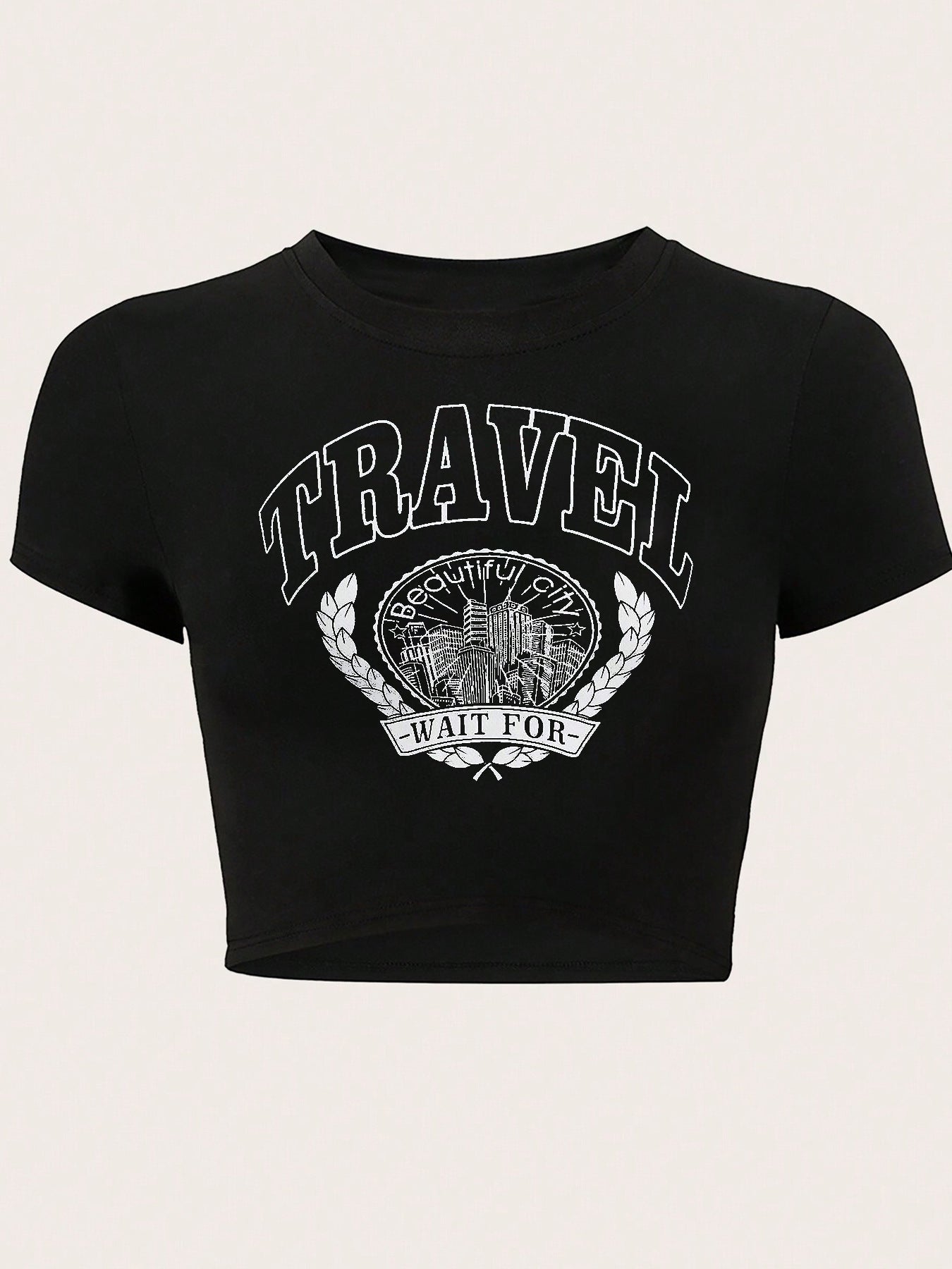 Printed Slim-fit Shoulder T-shirt Sweet And Spicy Top
