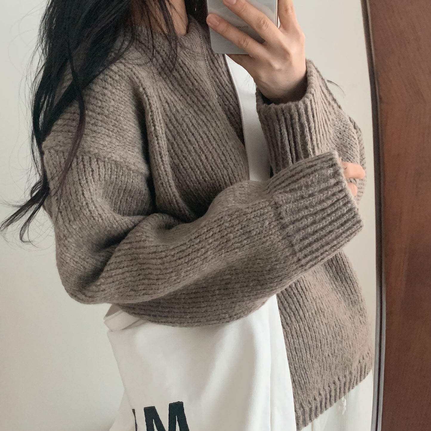 Versatile Long Sleeve Round Neck Pullover Sweater