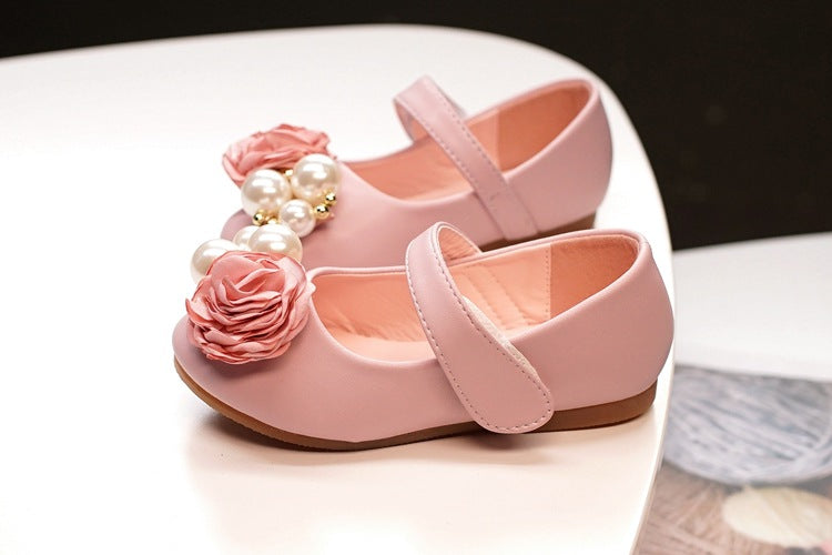 Children's Shoes Korean Version Of The Big Pearl Flower Princess