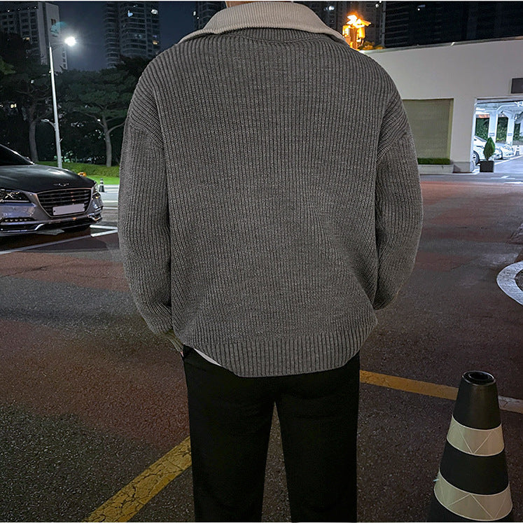 Men's Loose Half Zipper Casual Sweater Coat