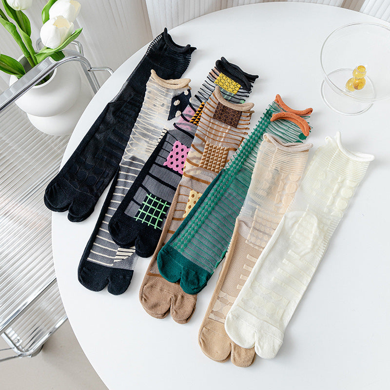 Two-toe Glass Stockings Women's Transparent Crystal