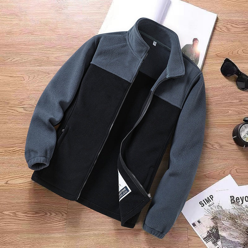 Polar Fleece Jacket Warm Thick Stand-up Collar Cardigan Coat