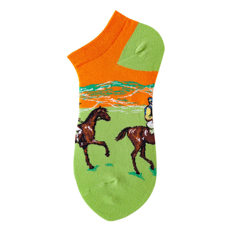 Women's Shallow Mouth Oil Painting Avocado Socks