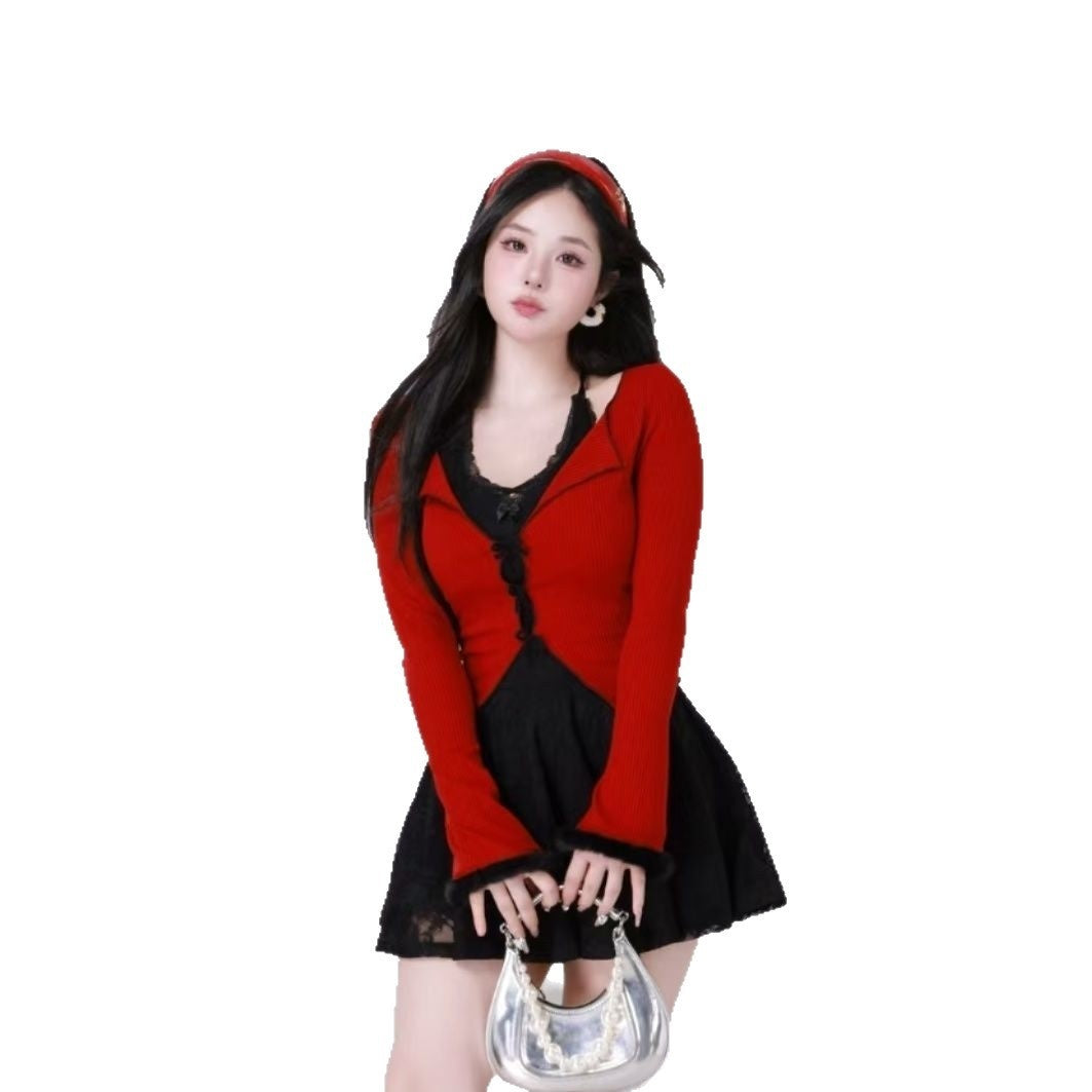 Plus-size French-style Seductive Lace Halter Dress For Women