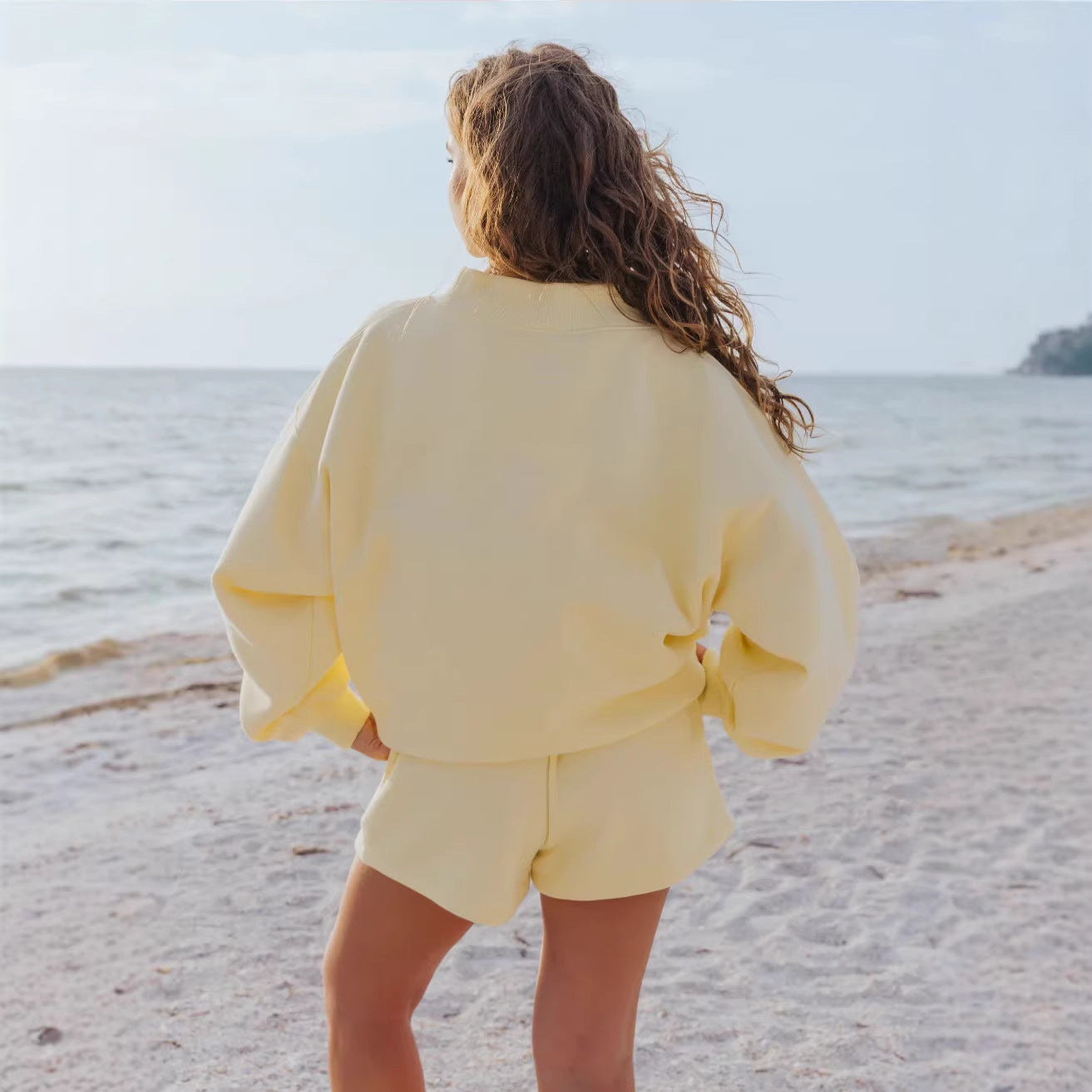 Crew-neck Sweatshirt And Casual Short Pants Set