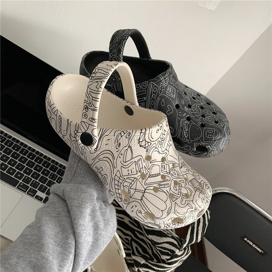 Indoor Thick Bottom Graffiti Nurse Hole Shoes