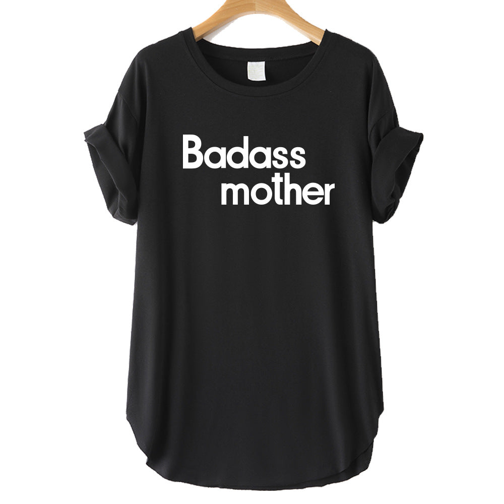 Letter Print Badass Mother Short Sleeve T-Shirt