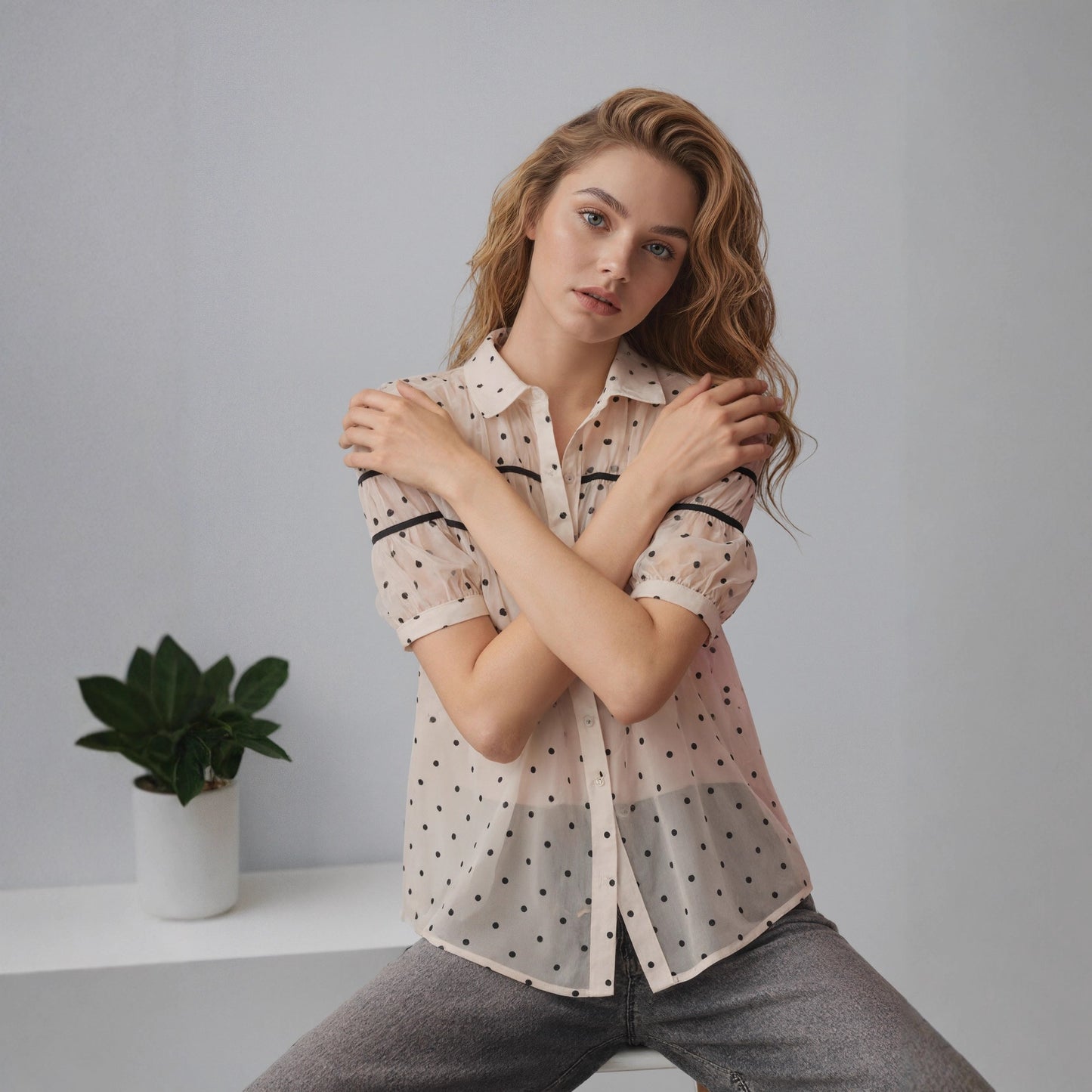 Women's Sexy Polka Dot Sleeveless Side Wrap Top