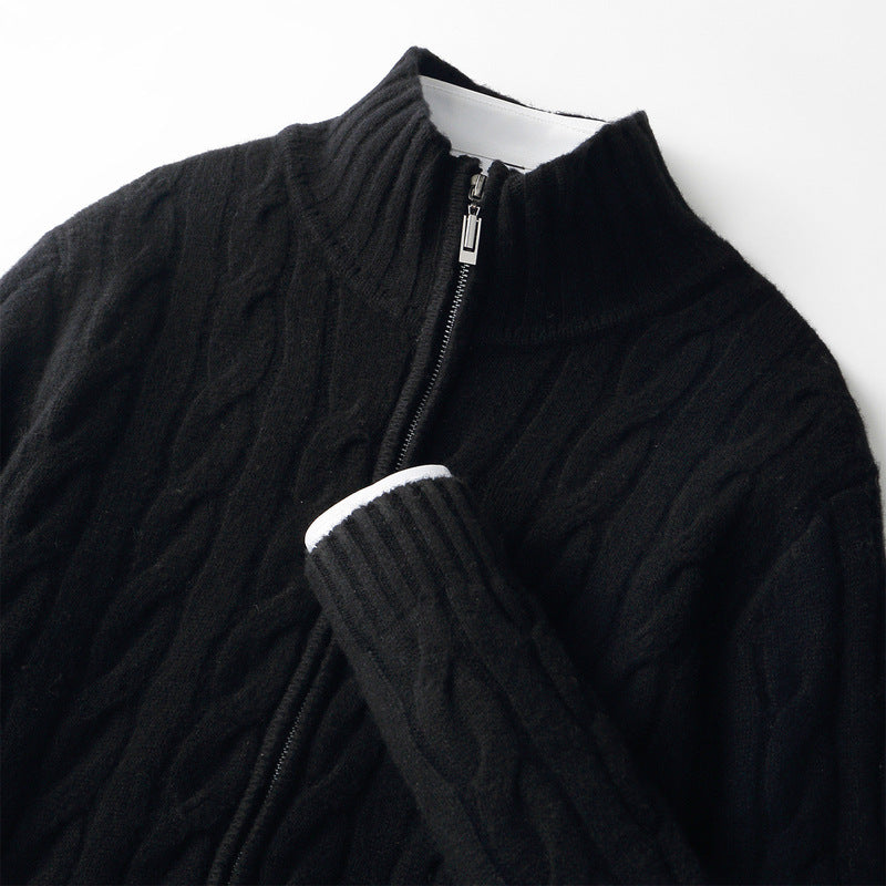 New Twist Zipper Knitted Coat For Men