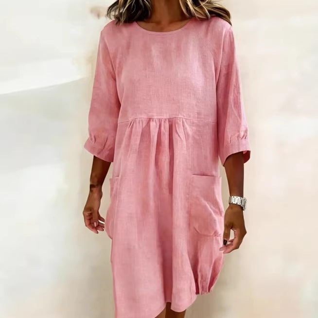 Fashionable Casual Loose-fit Three-quarter Sleeve Dress