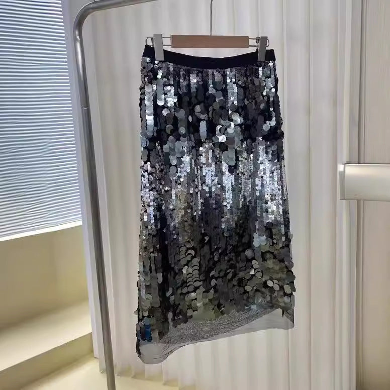 Luksus Fashion All-match Pailletter Skede-nederdel