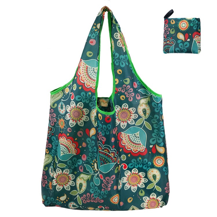 Floral Cloth Portable Shopping Bag Polyester Folding 190T