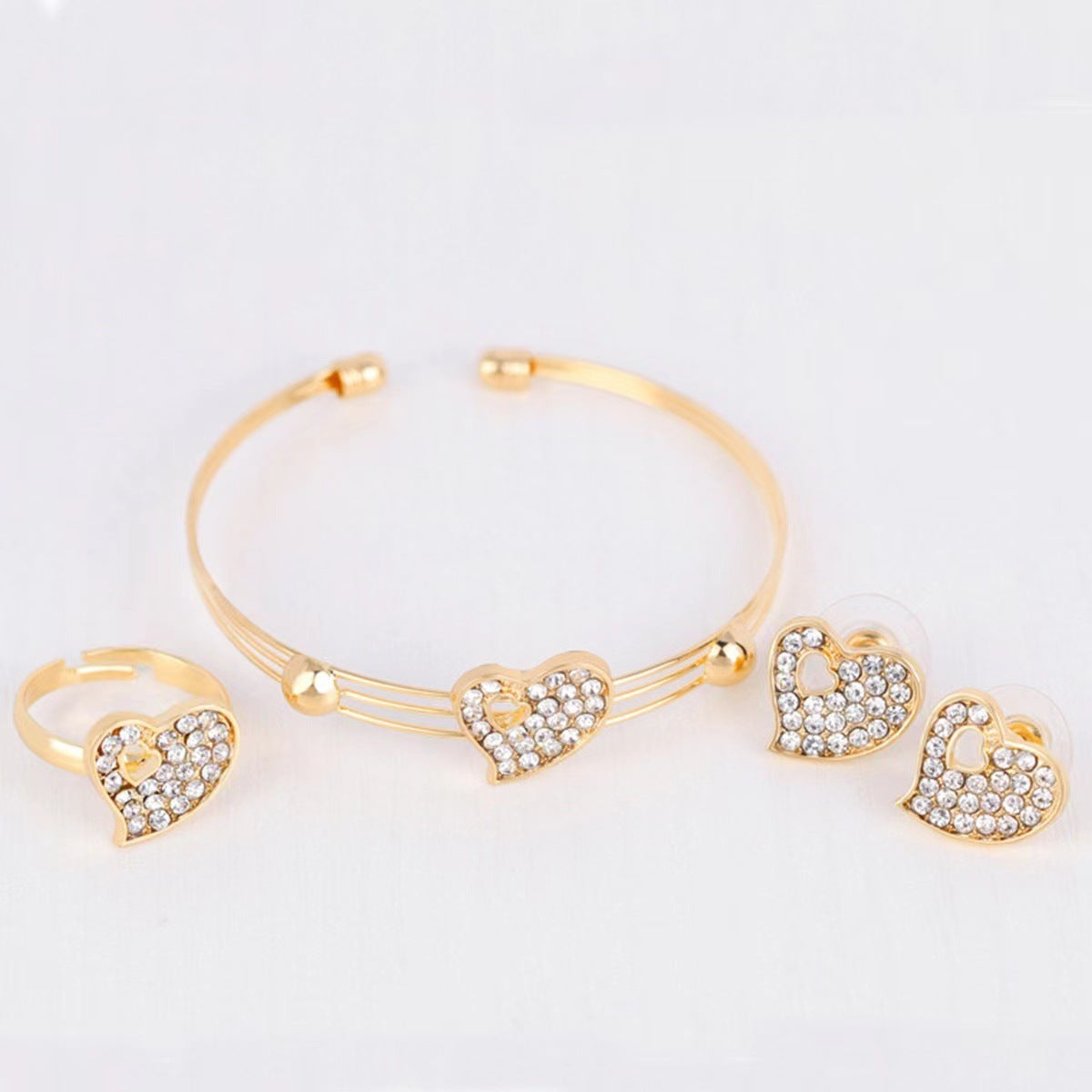 Love Plastic Mesh Bag Peach Heart Jewelry Set Women's Five-piece Set