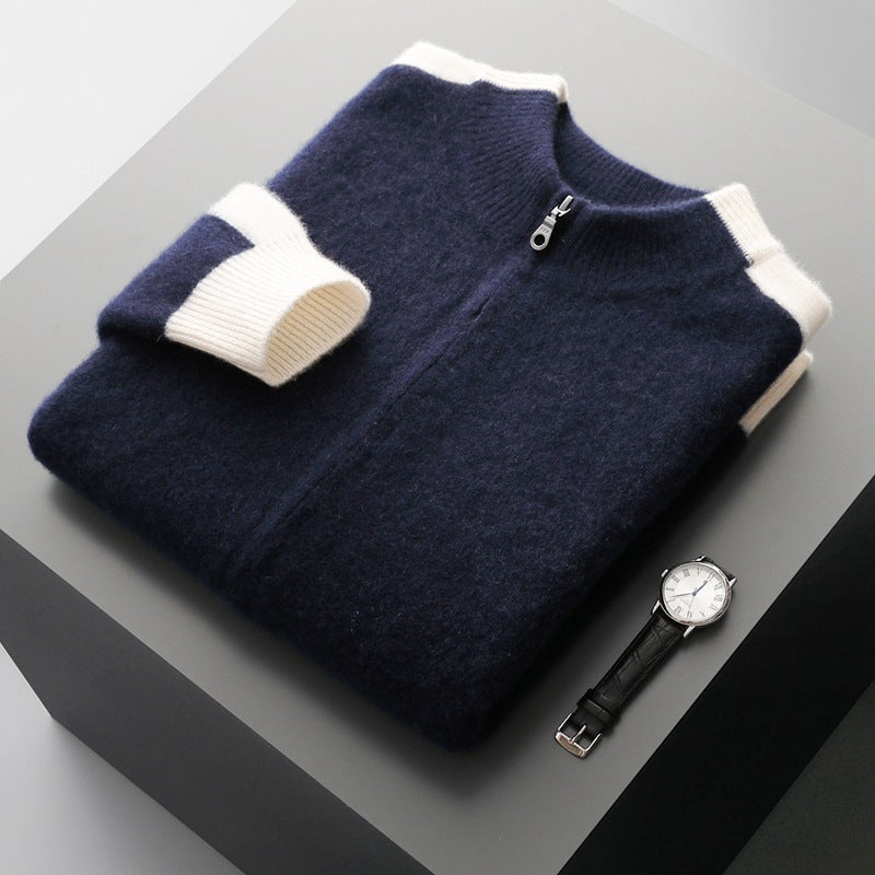 Men's Half Turtleneck Zipper Cardigan Thickened Sweater Warm Multi-color Coat