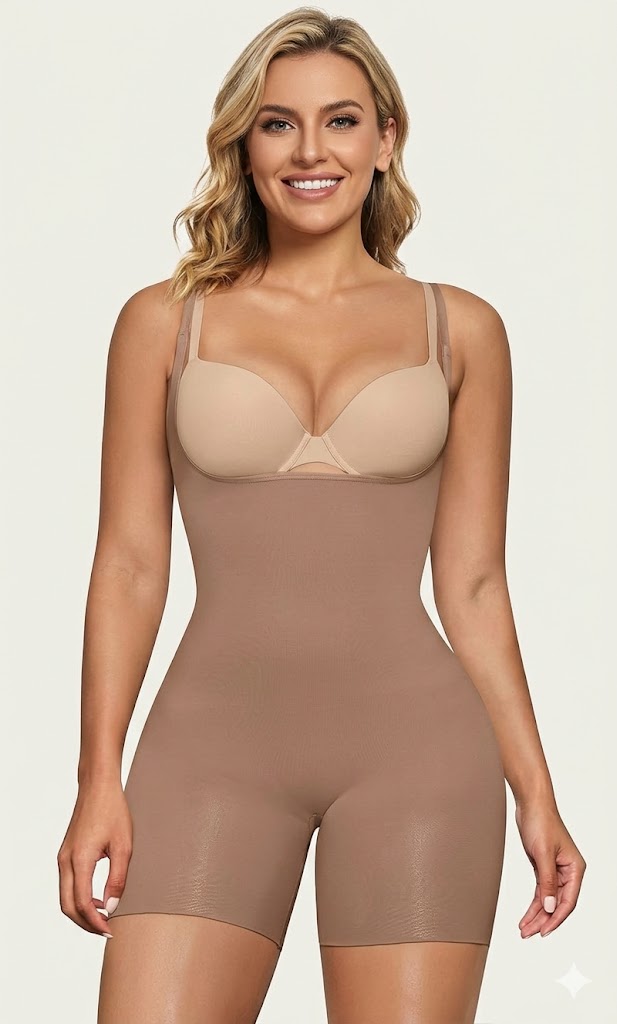 Open Bust Shapewear Mavekontrol Bodysuits til kvinder Sømløs kompression Højtaljet Body Shaper
