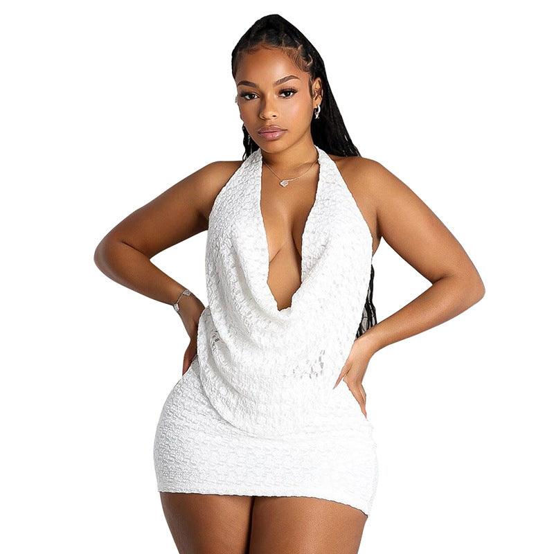 Sleeveless Backless Top With Bodycon Skirt Two-piece Set