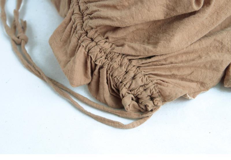 Irregular Drawstring Lace Linen Long Skirt Travel Loose Slimming Distressed