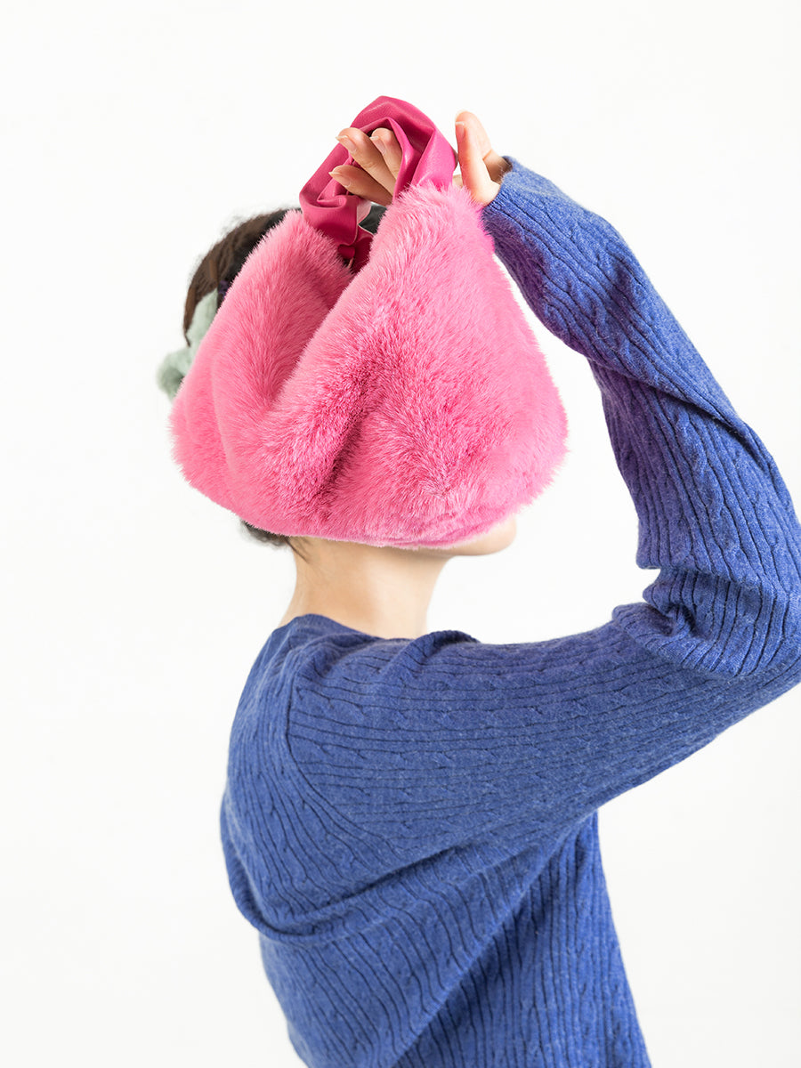 Women's Pleated Portable Fashionable Plush Bag