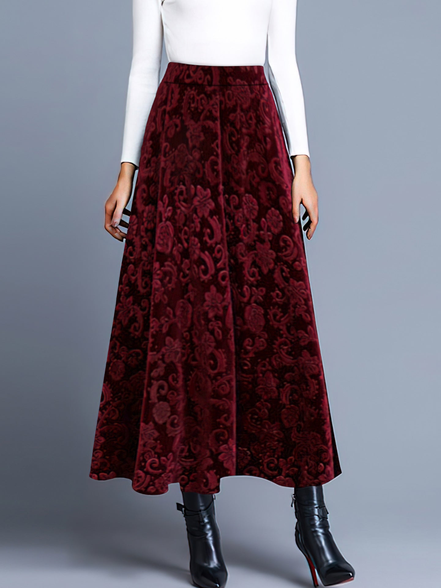 Spring And Autumn New Sexy European And American Simple Velvet Print Skirt Women