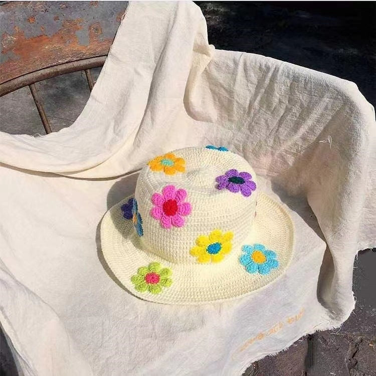 Woven Flower Fisherman's Hat For Women Japanese Versatility