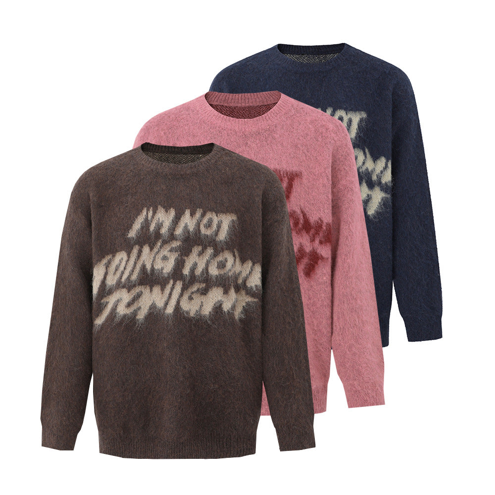 Pullover Crew Neck Sweater Men's Winter Loose Soft Glutinous Warm Top