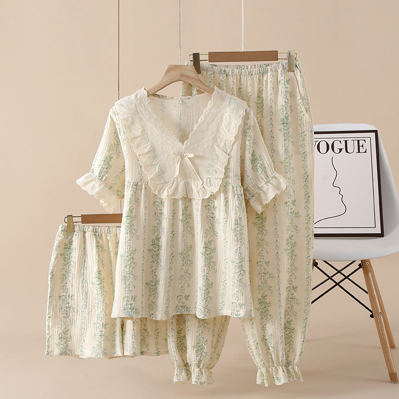 Women's Crepe Cotton Yarn Fashion Three-piece Set