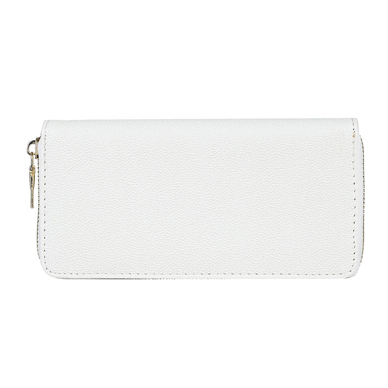 Mid-length Zipper Clutch Bag Fashion Solid Color PU Money Clip
