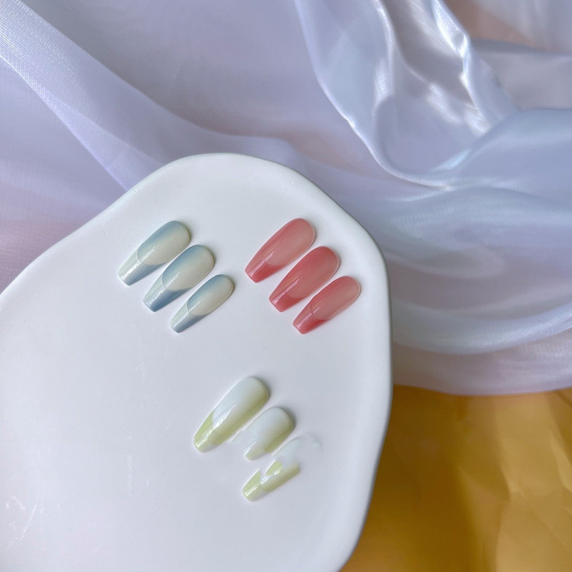 Two Tone Gradient French Wear Nail Art For Hot Girls Detachable