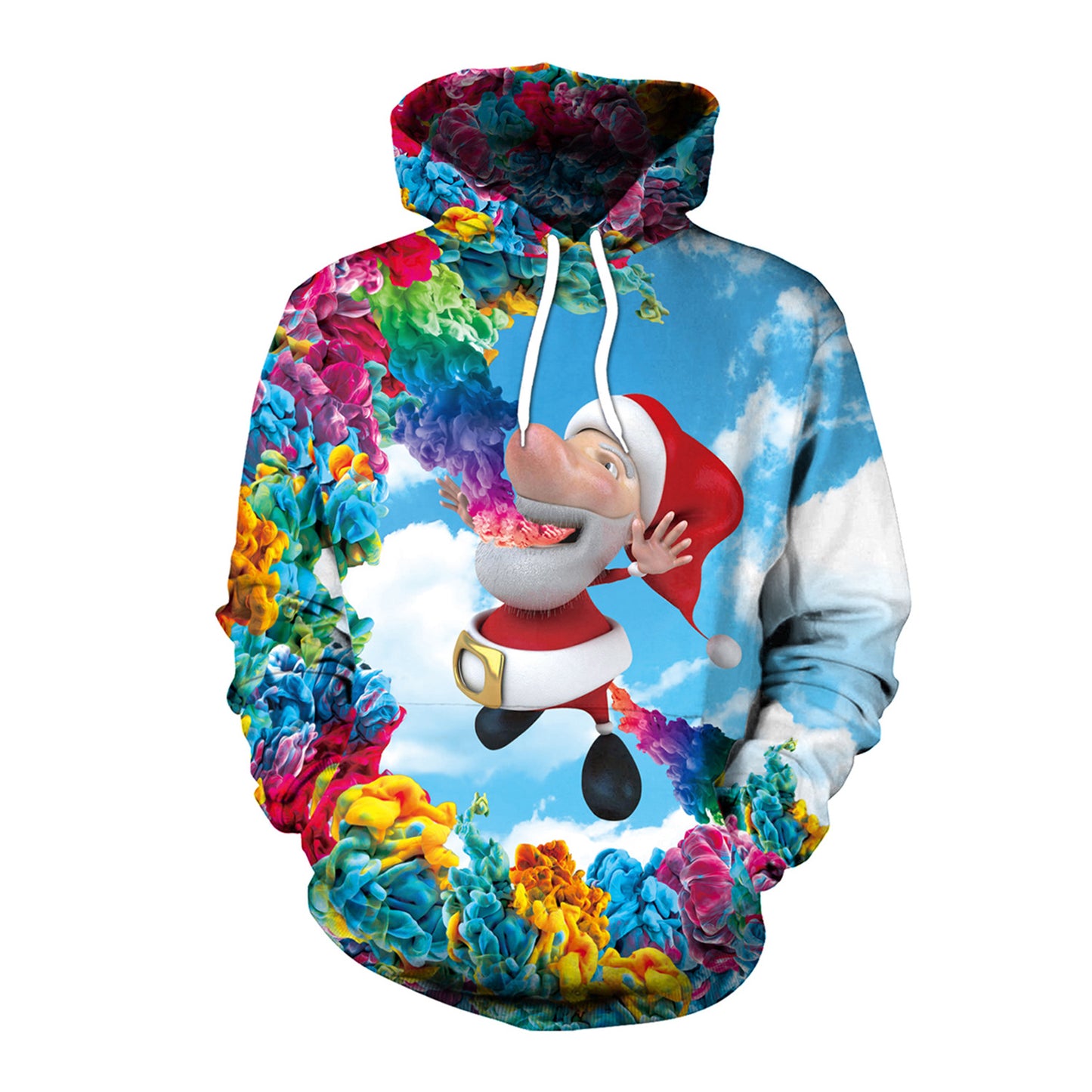 Christmas Women's Loose Versatile Hooded Creative Digital Printed Sweater Performance Dress