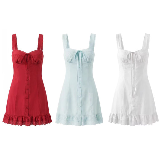 Bottom Lace Patchwork Decorative Strap Dress
