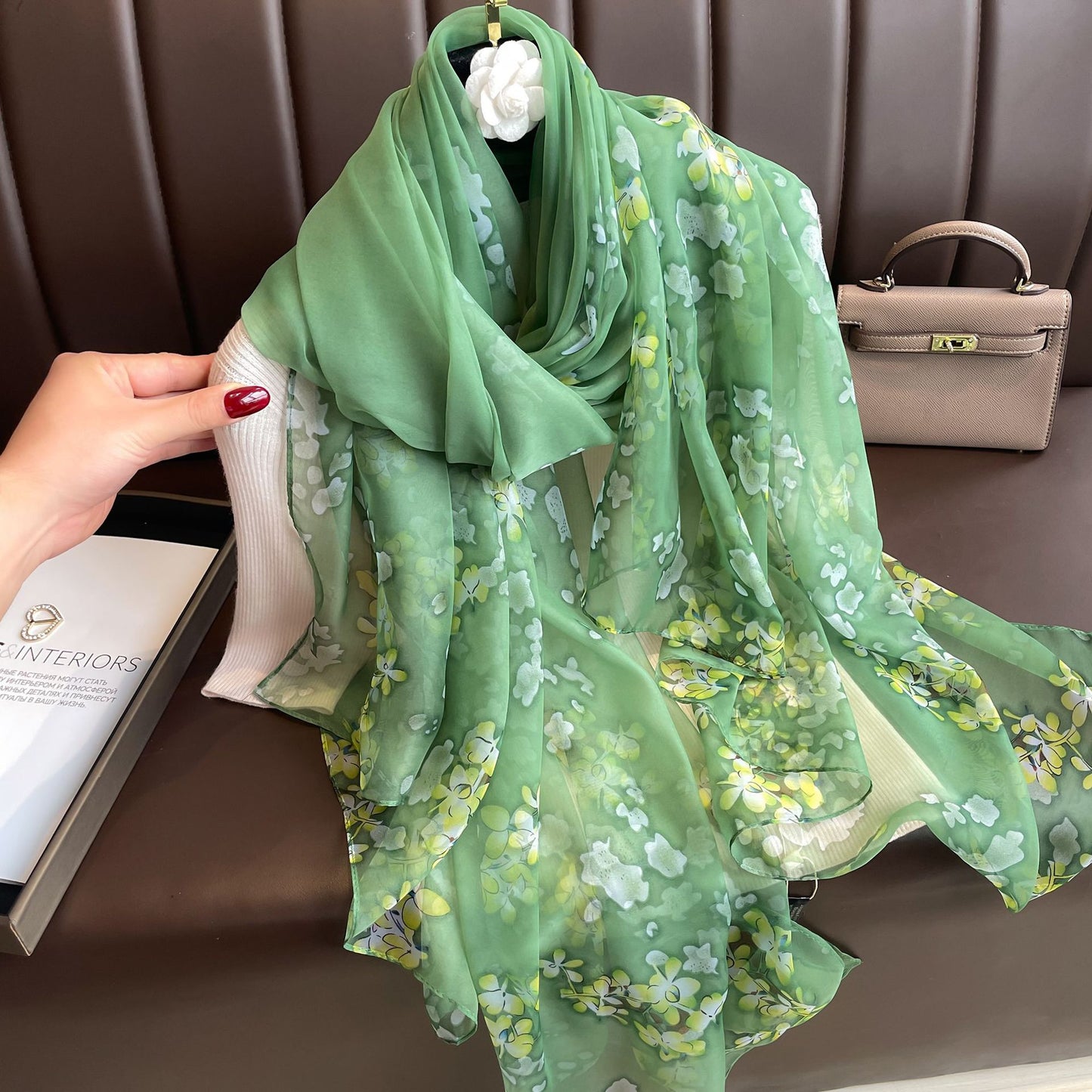 Yourou China Rose Printed Scarf