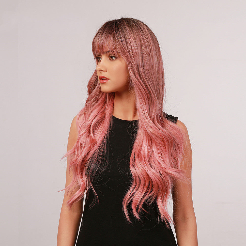 European And American Headgear Waist Long Curly Gradient Big Wave