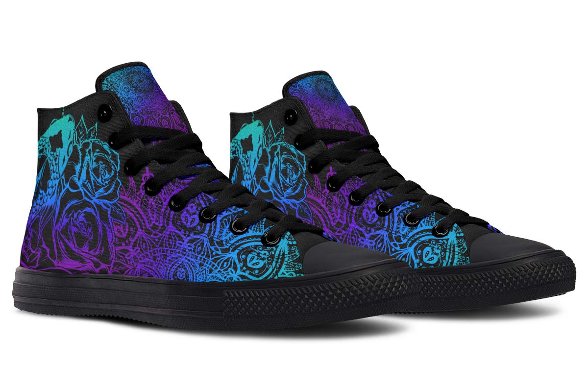 Men's And Women's Fashion Color Printing High-top Canvas Shoes